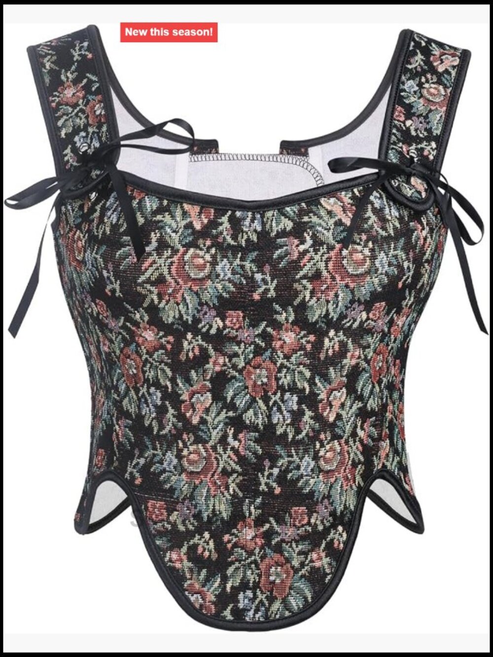 Corset Bustier Top Victorian Renaissance Cottagecore Floral Lace Up Retro